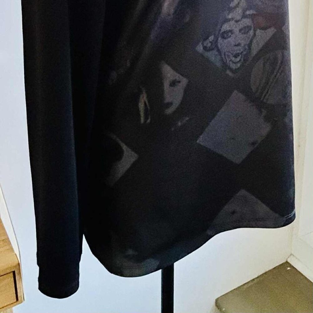 Vintage Simon Chang Black Pop Art Mesh Layered Long Sleeve Top – US M - Picture 6 of 13